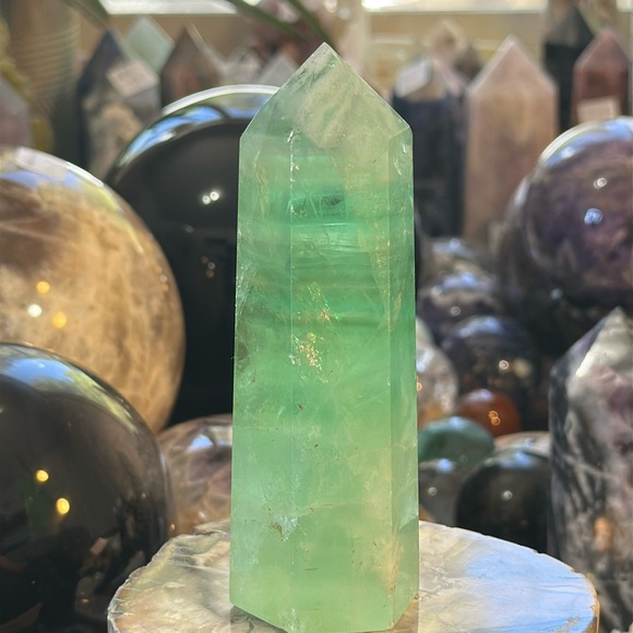 Green Fluorite Crystal Tower With Rainbows! - Picture 1 of 10
